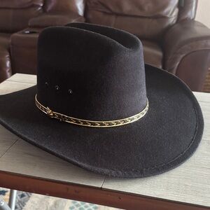 Kids Black Felt Western Hat with Gold-Trim Band
